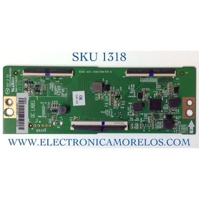 T-CON PARA TV TOSHIBA / NUMERO DE PARTE 285067 / RSAG7.820.10595/ROH / 292108 / CQC12134069483 / PANEL HD500Y1U51-T0L2K2\GM\CKD3A\ROH / DISPLAY T500QVN03.7 / MODELO 50C350KU 50C350U